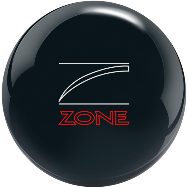 A black colored bowling ball with the Danger Zone logo in white and red centered prominently.