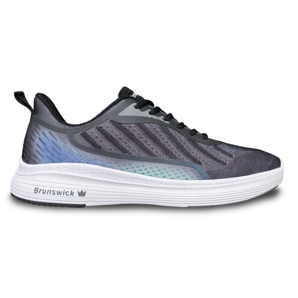 The black Prism right shoe side view with the toe pointing right.