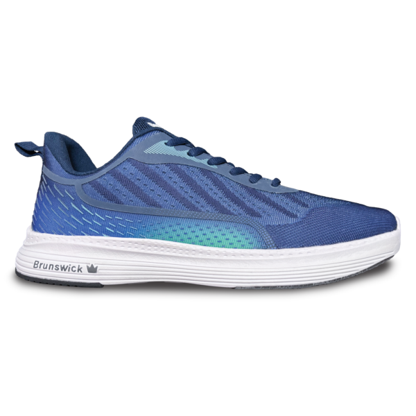 The blue Prism right shoe side view with the toe pointing right.
