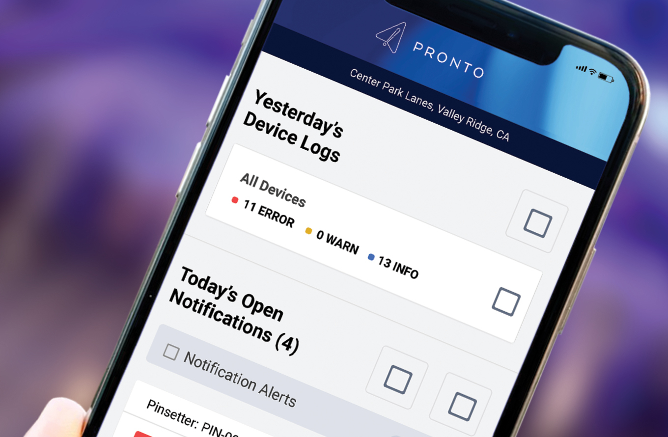 Brunswick Pronto center operations app