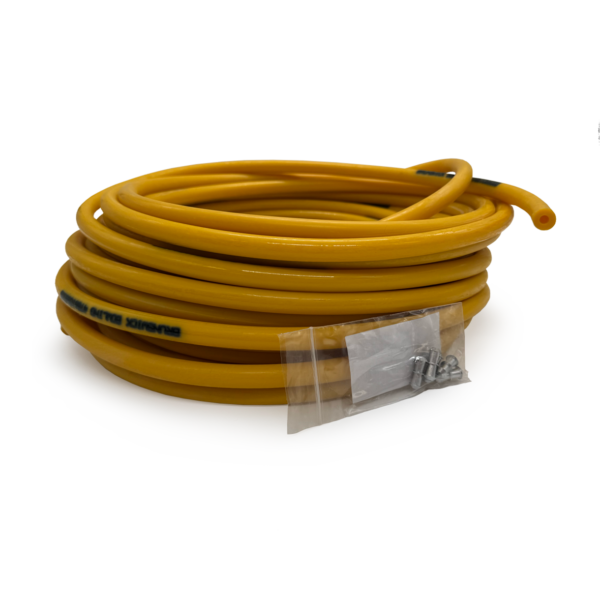 Yellow bowling machine polycord belt drive coiled with included splice kit and connectors