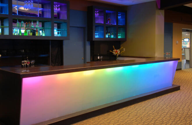 Bar with mulit-colored lighting