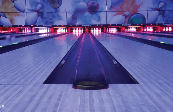 After image of the lanes in black light looking down lane