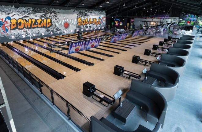 Above view of 16 brunswick bowling lanes