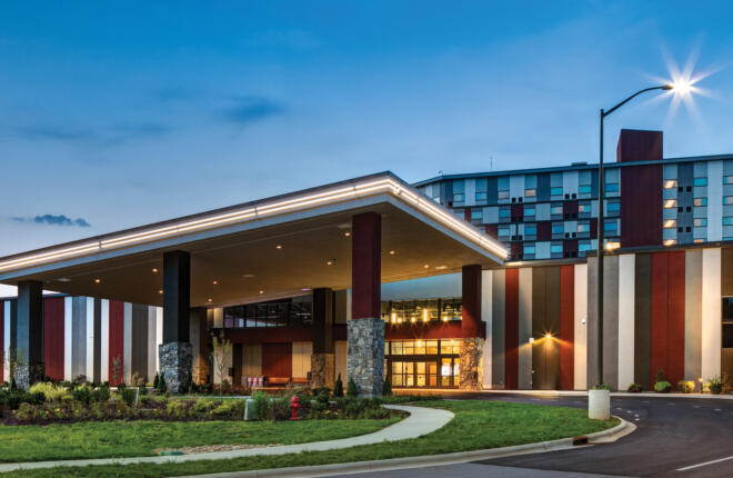 Main entrance and pull through for Harrah's Cherokee Valley River