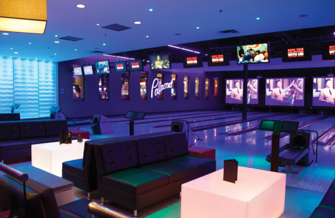 Bowling lanes, sync, and seating