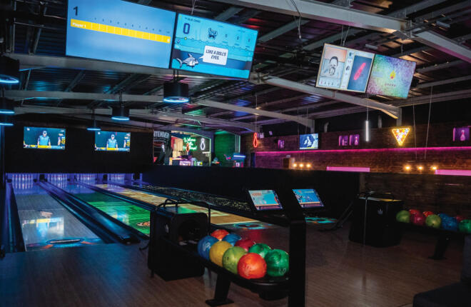 Bowling lanes with Spark and Sync tablets
