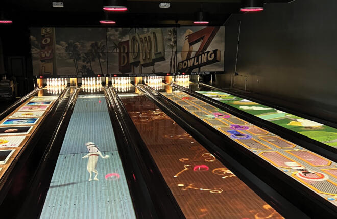 Spark interactive bowling shown on the lanes
