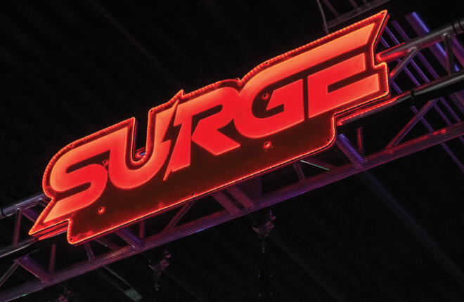 Surge typography signage