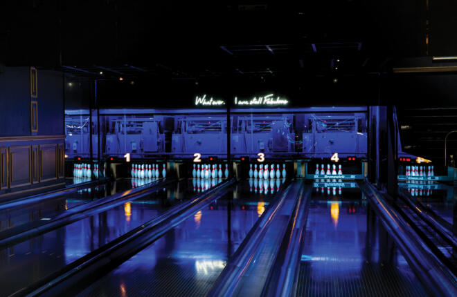 4 lanes photographed under black light