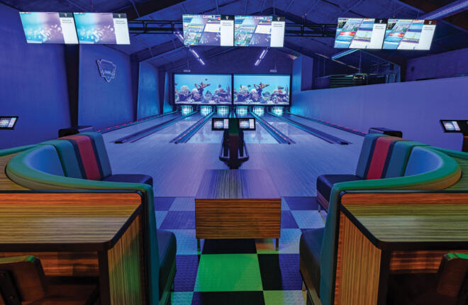 Bowling lanes and seating