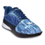 The Scratch Shoe Slider with a multi-blue digital camouflage pattern and a white brunswick logo on the top with a black strap around the back of the shoe.