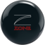 A black colored bowling ball with the Danger Zone logo in white and red centered prominently.