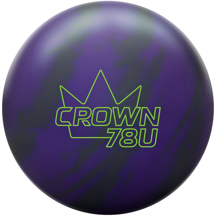 A purple and grey colored bowling ball with the Crown 78U logo in neon green centered prominently.