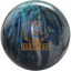 A blue, cadet grey, and silver colored bowling ball with the Rhino logo in orange centered prominently.