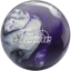 A black, purple, and silver colored bowling ball with the TZone logo in white centered prominently.