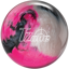 A pink, white, and black colored bowling ball with the TZone logo in white centered prominently.