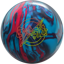 A red, black, and blue colored bowling ball with the Energize logo in orange and yellow centered prominently.