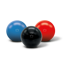 3 Brunswick Duckpin bowling balls in blue, black and red