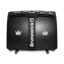 Brunswick MAX lane machine in black, top-down front view, featuring dual panel hood with crown logos and vertical Brunswick wordmark