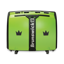 Brunswick MAX lane machine in lime green, top-down front view, featuring dual panel hood with crown logos and vertical Brunswick wordmark