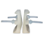 Front view of a pair of TPU scissor dampers, showing the curved contoured tabs facing each other.