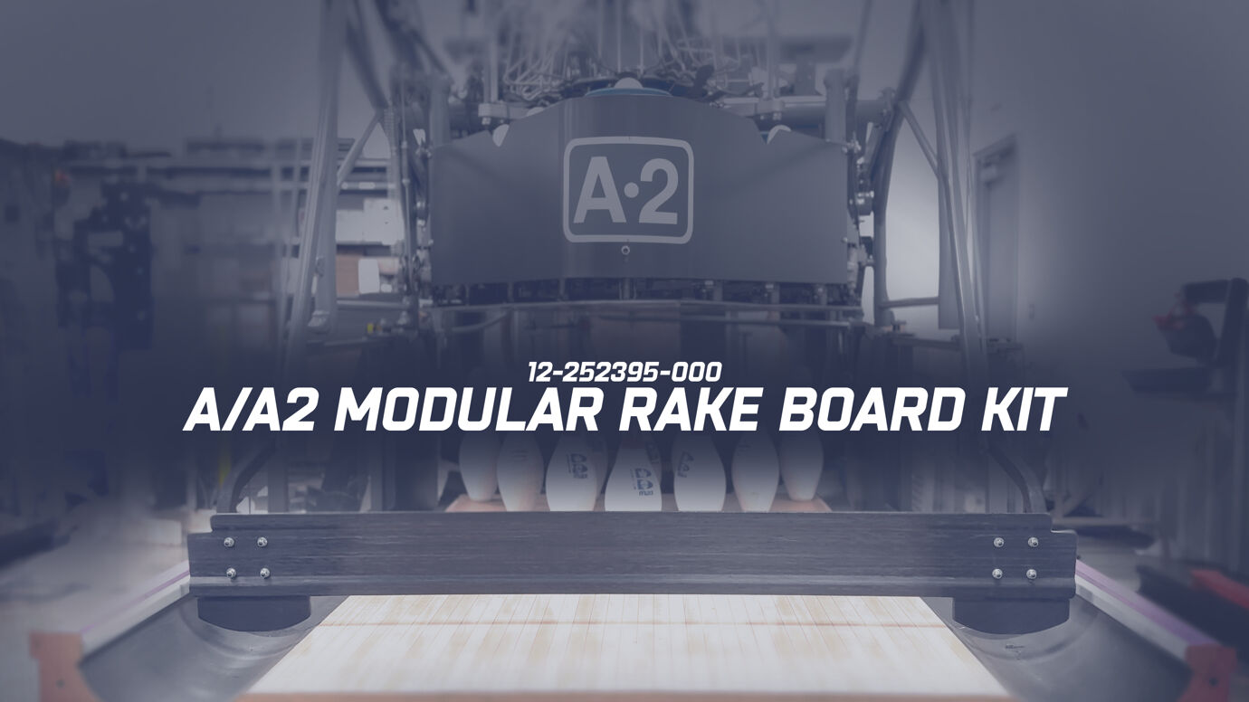 A/A2 Modular Rake Board Kit (12-252395-000) in front of a bowling pinsetter machine