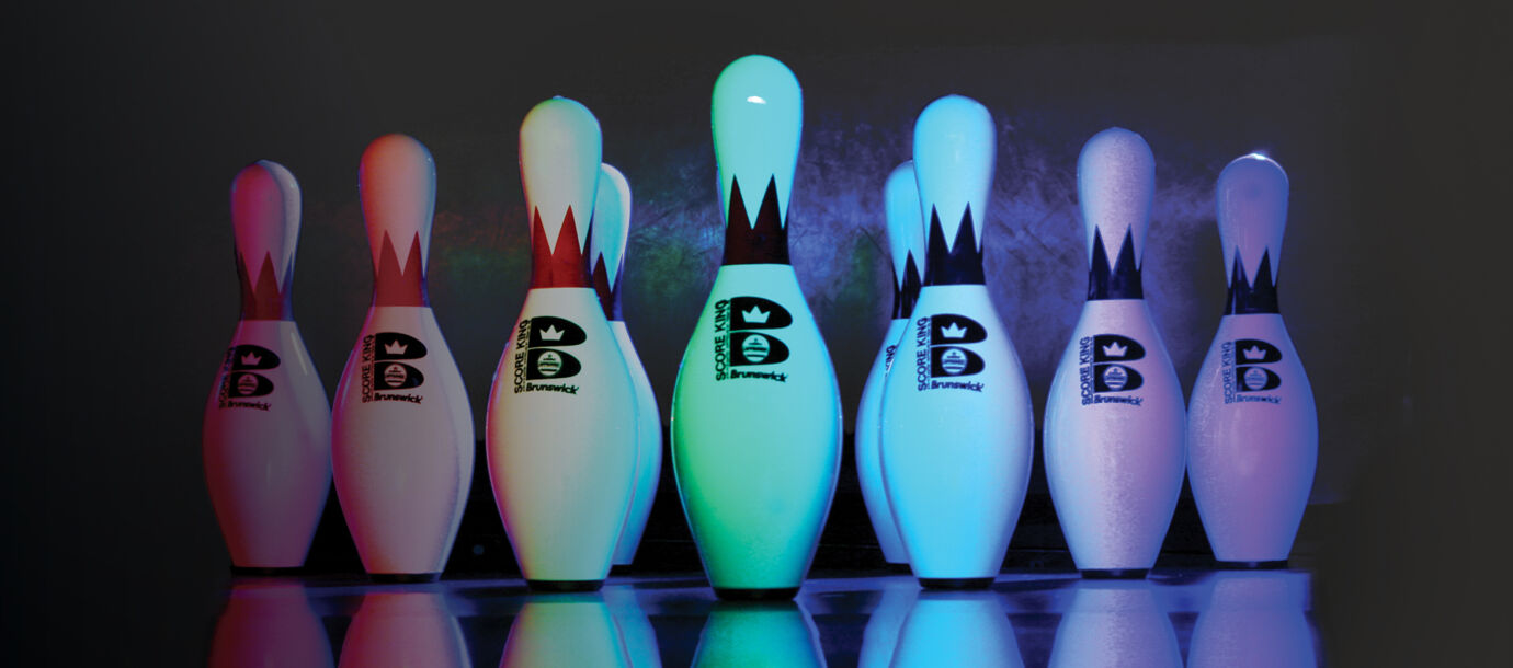 Multi-Color Lights Shining on Bowling Pins